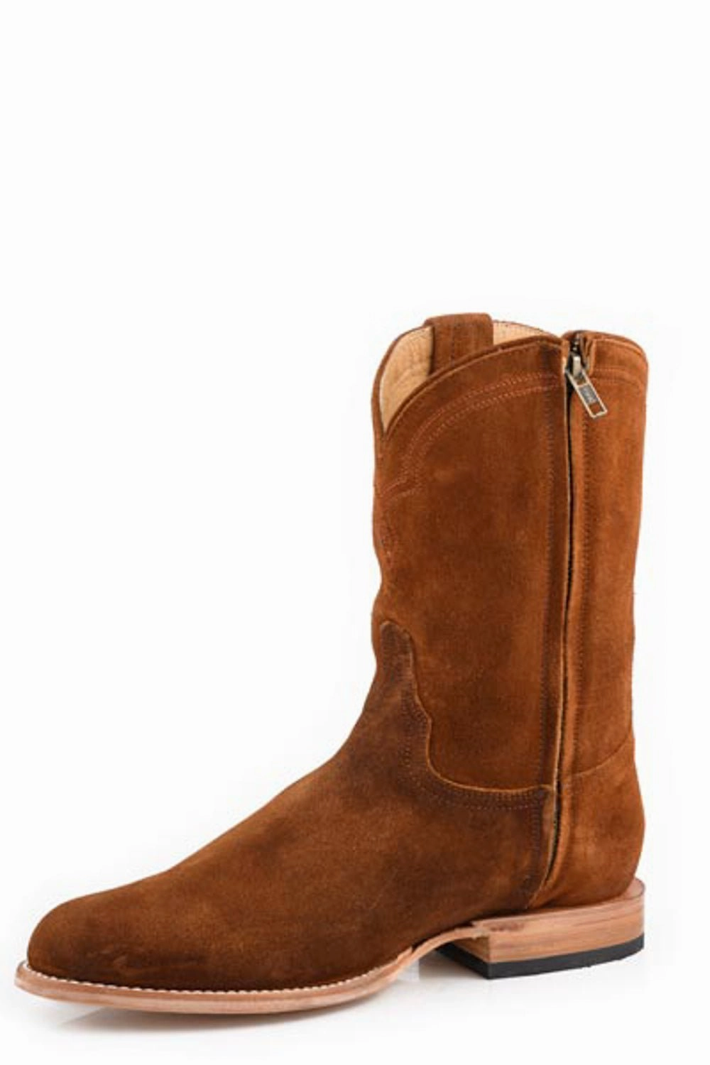 Stetson Mens Rancher Zip Cognac Suede Cowboy Boots Cr7 Boots