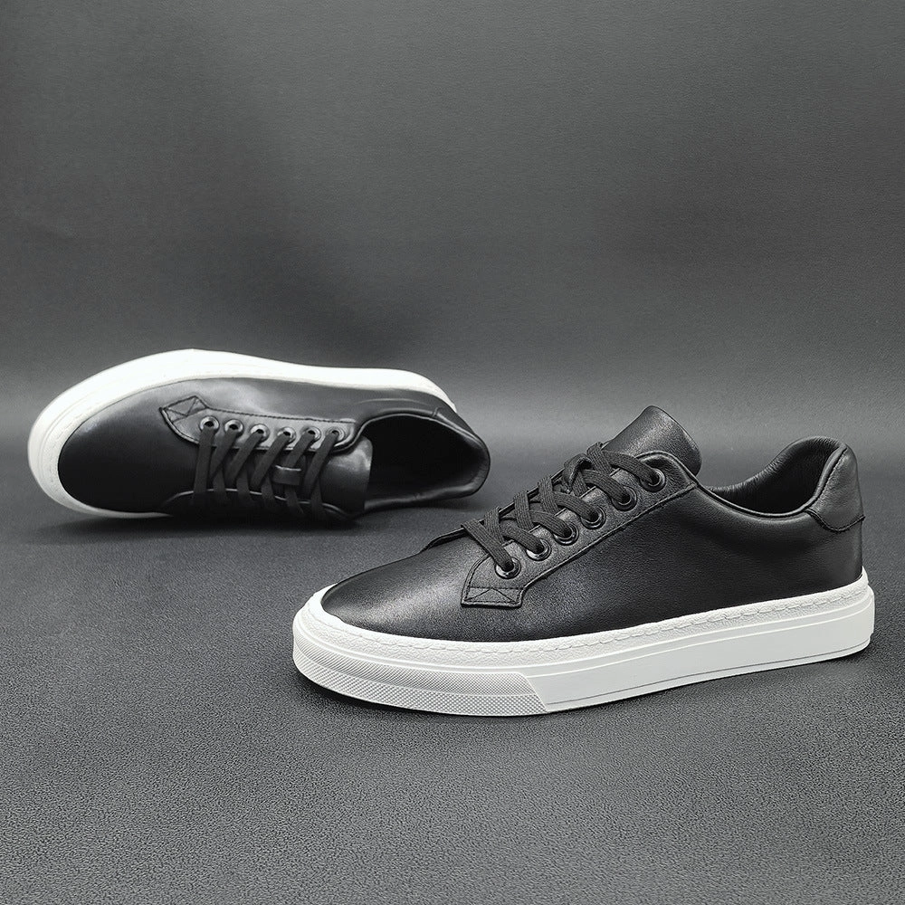 Men Minimalism Pure Leather Fashion Flat Casual Shoes Handbag Flat Shoes