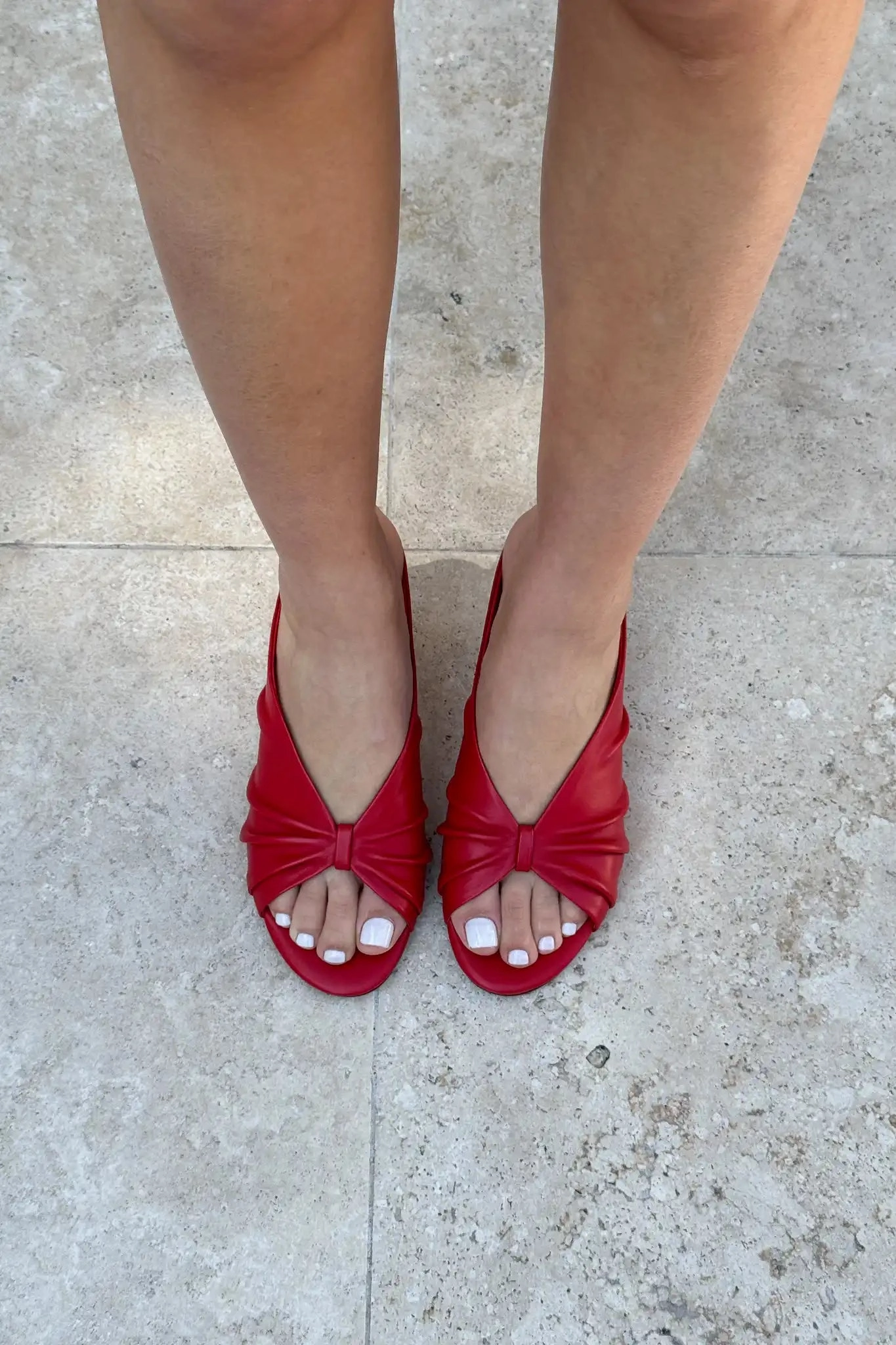 Thigh High Boots Chunky Heel Adarli Scarlet Leather