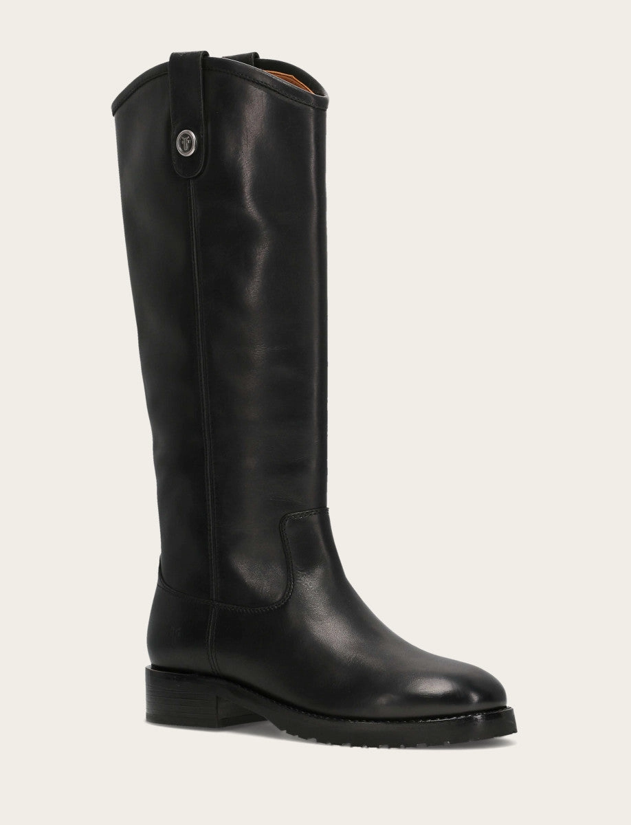 Melissa Lug Button Tall Wide Calf Knee High Sock Boots Flat