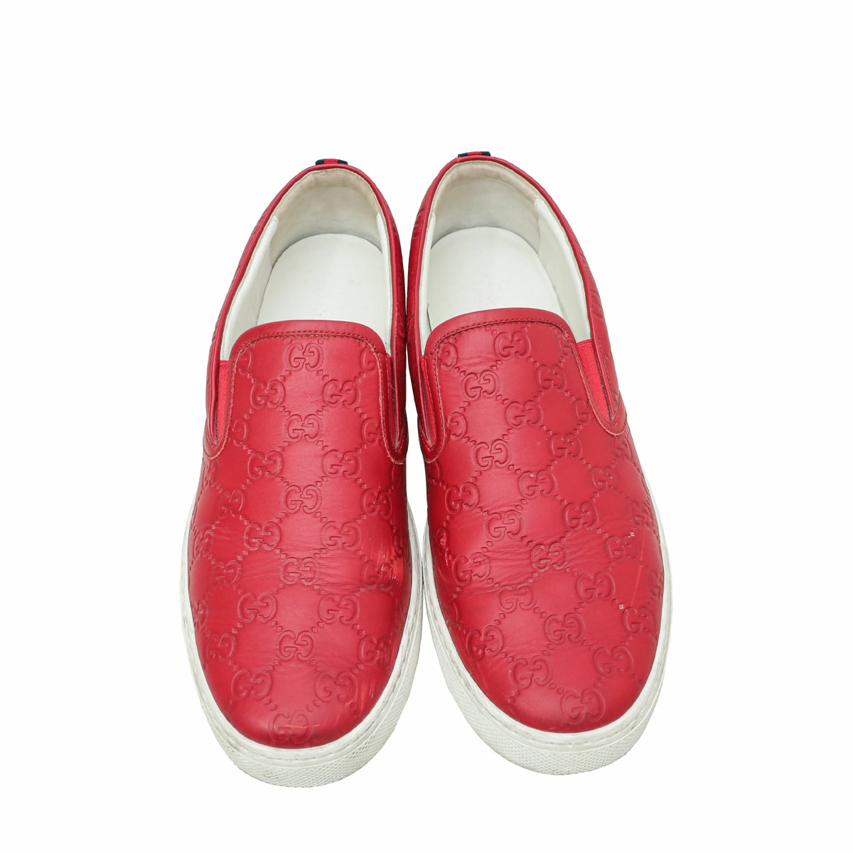 Gucci Red Guccissima Web Slip On Sneakers 11.5 Chelsea Casual Shoes