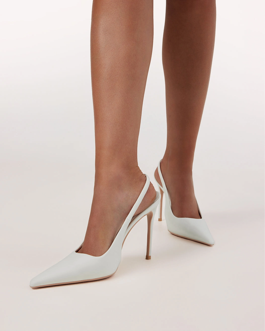 HONORA - WHITE SHINE Suede Heels With Ankle Strap