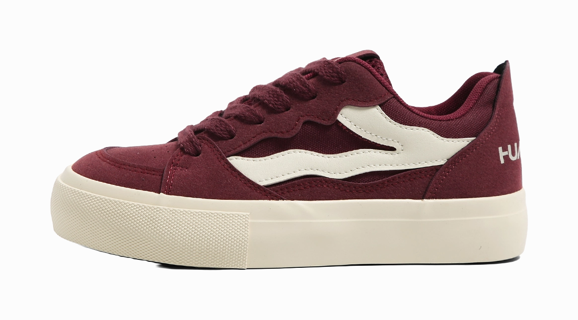 Originals Nmd R1 Casual Shoes HUANQIU Anti Slip And Wear Resistant Height Increasing Low top Skateboard Shoes Women's Burgundy