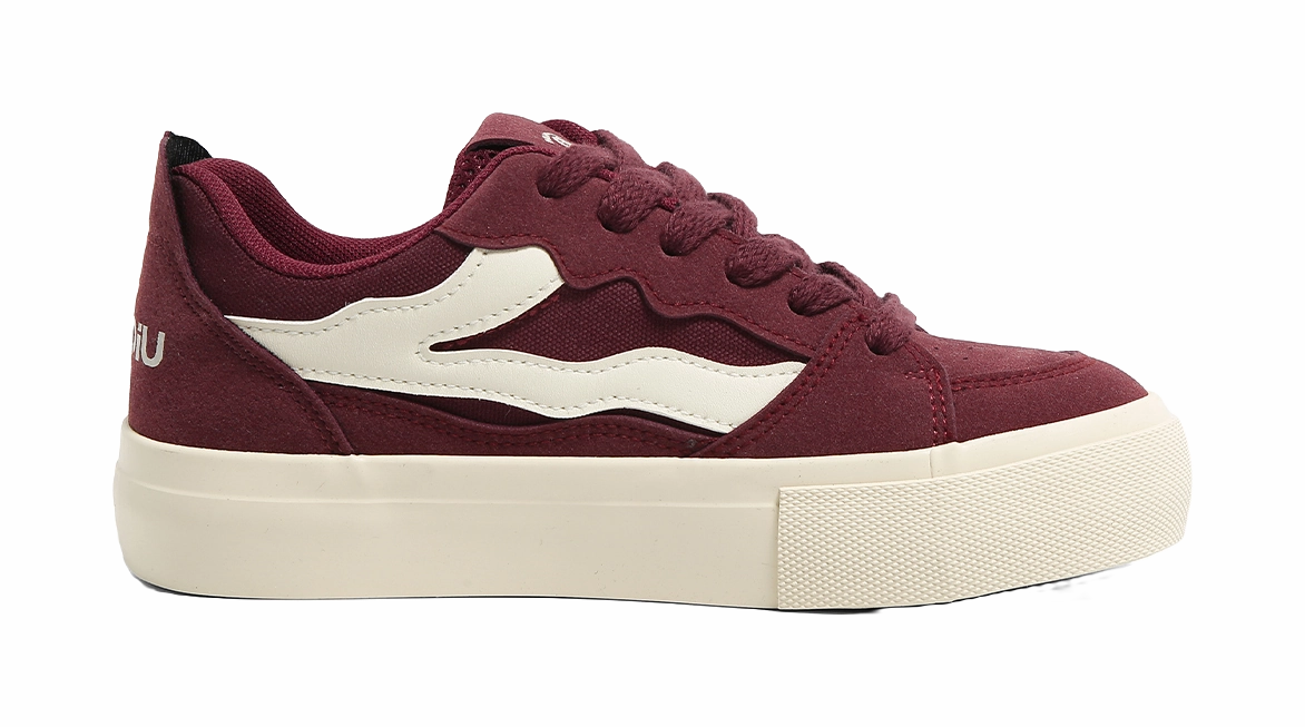 Court Graffik Casual Skate Shoe HUANQIU Anti Slip And Wear Resistant Height Increasing Low top Skateboard Shoes Women's Burgundy