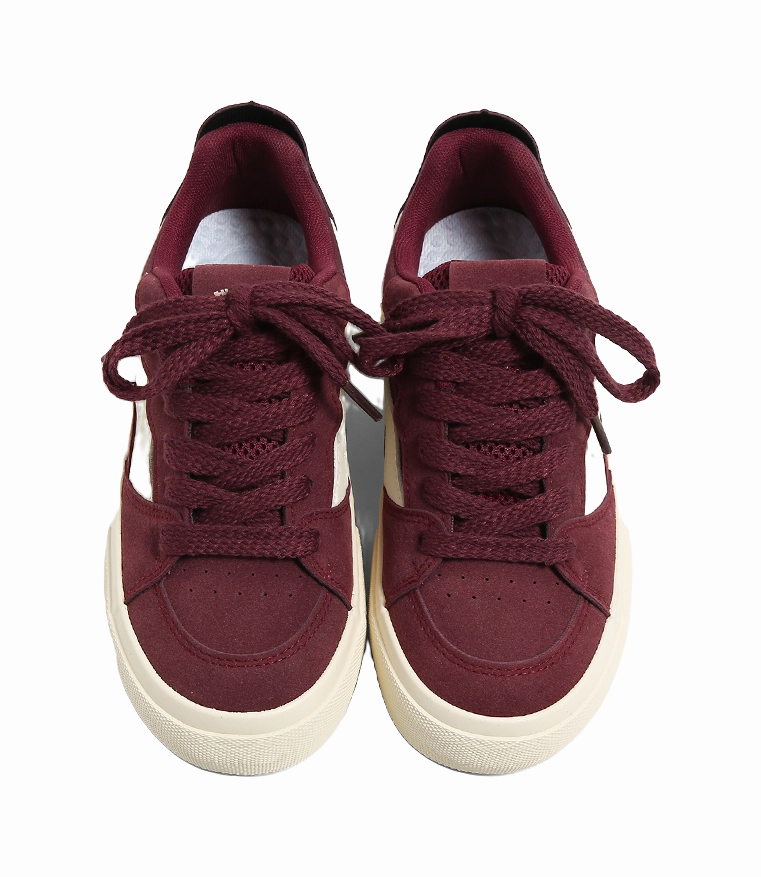 Casual Tennis Shoes With Arch Support HUANQIU Anti Slip And Wear Resistant Height Increasing Low top Skateboard Shoes Women's Burgundy
