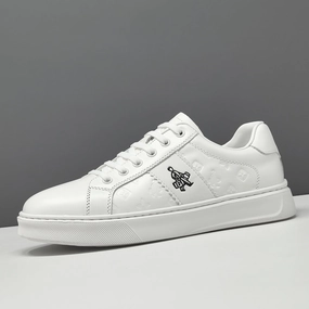 Men's Fashion Quilted Leather Flat Casual Shoes Flat T Bar Shoes