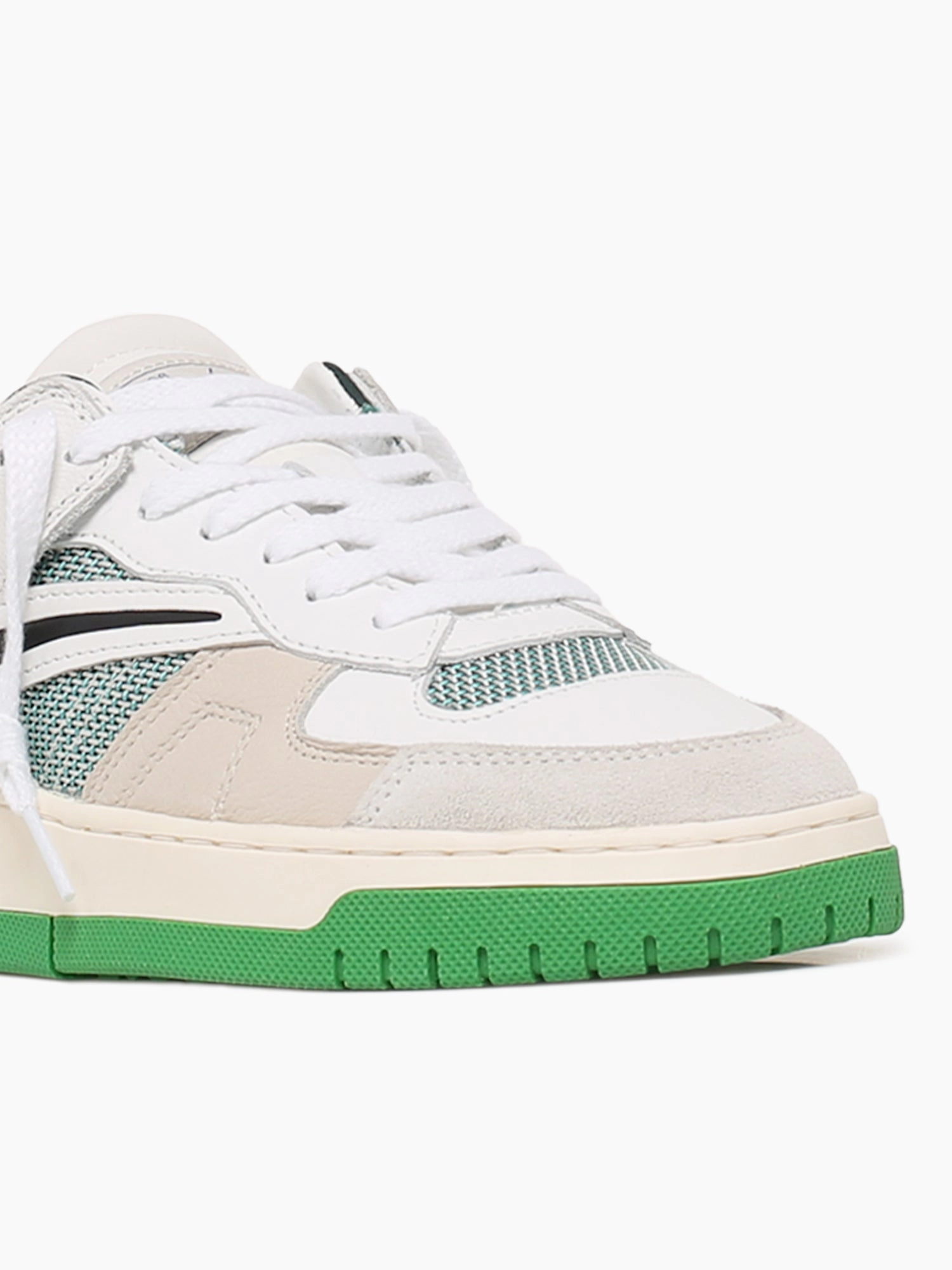 Torneo White Green leather Flat Non Slip Shoes