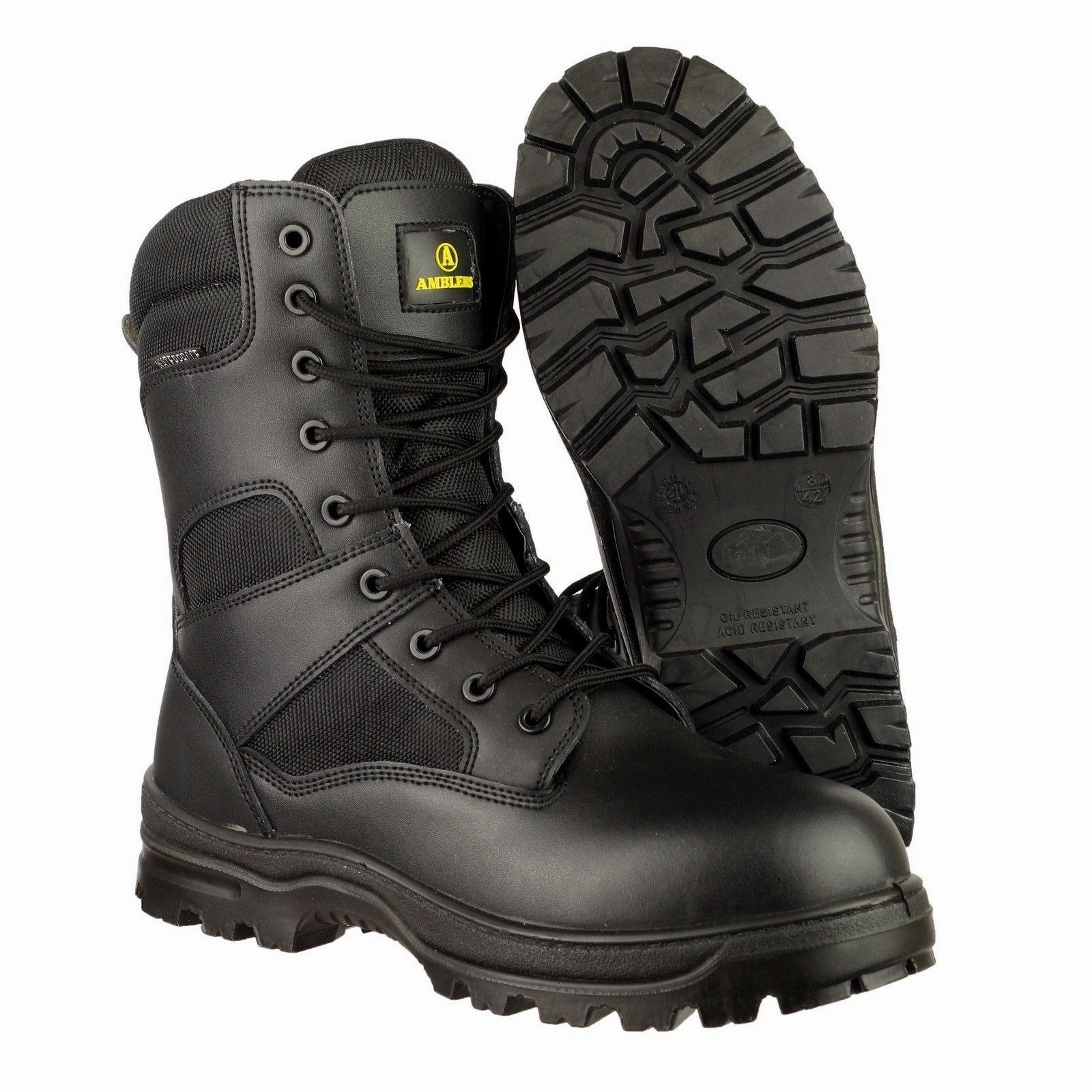 Amblers Combat Hi-Leg Waterproof Safety Boot | Metal-Free Combat Boots Laces