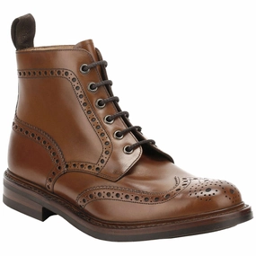 Loake Bedale Burnished Leather Men's Brogue Derby Boots Low Combat Boots