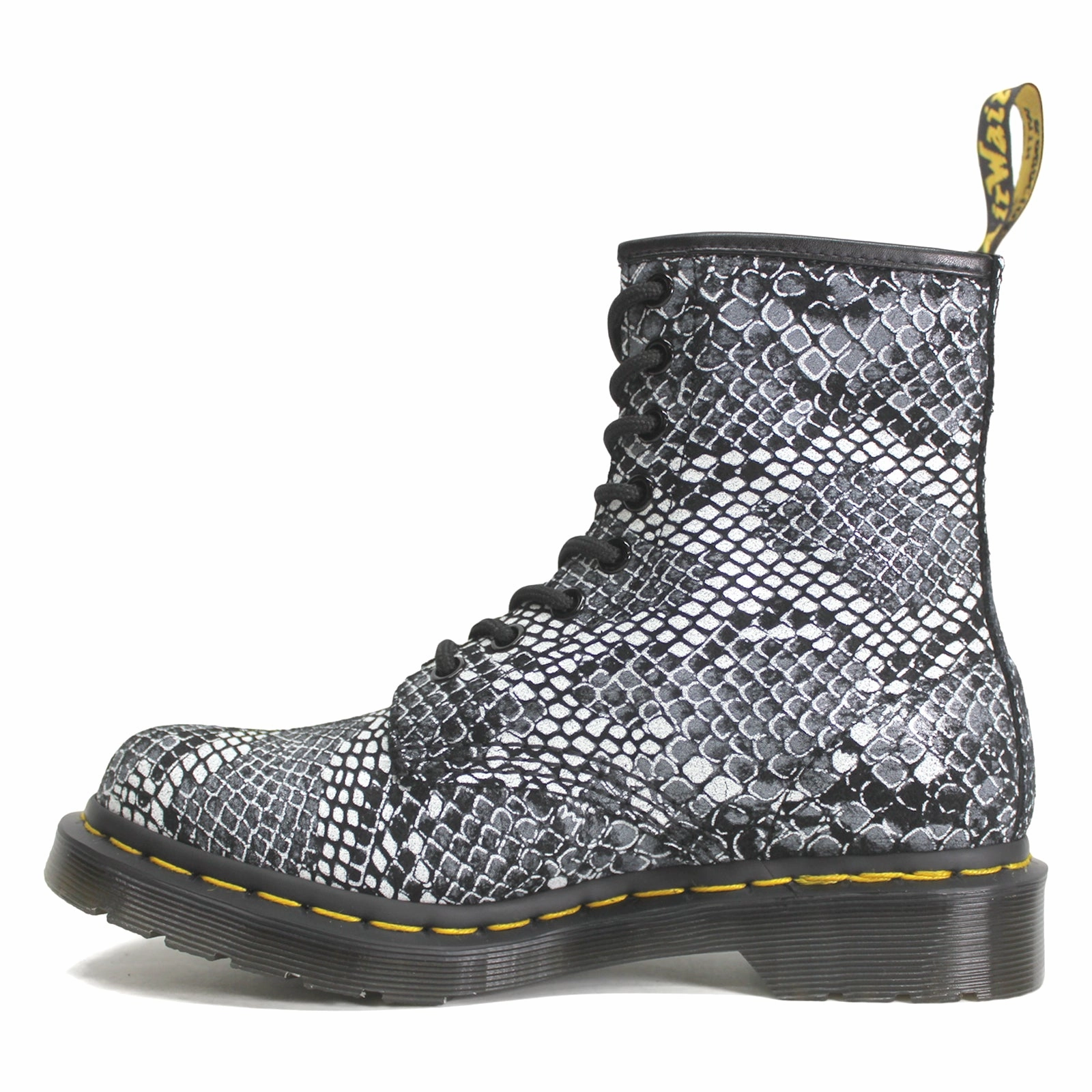 Combat Boots Laces Dr. Martens 1460 Printed Leather Women's Lace Up Black White Boots