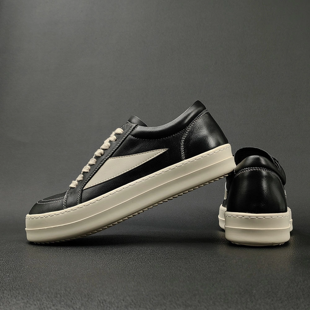 Men Casual Minimalist Patchwork Leather Flat Shoes Shoes Flat Sole