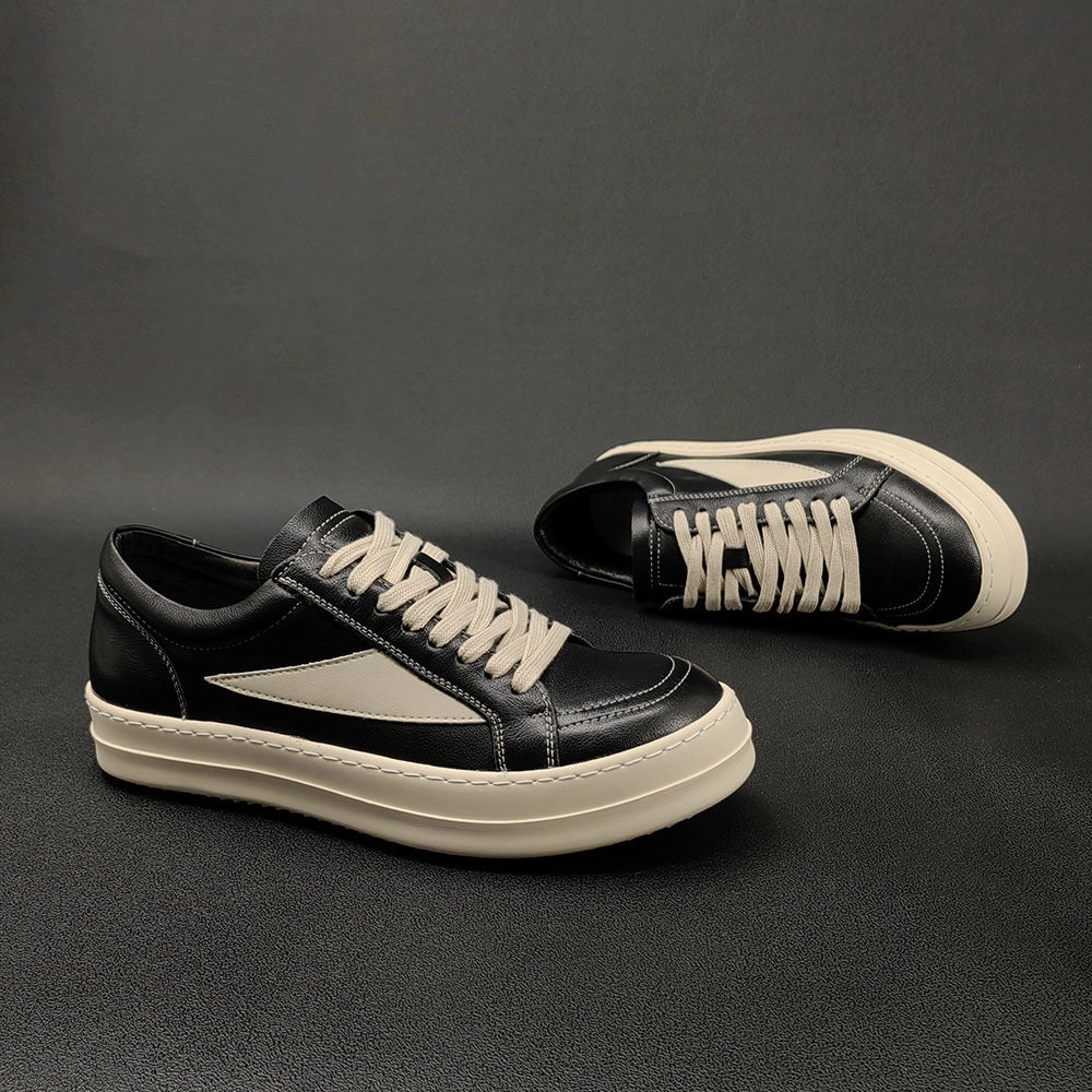 Men Casual Minimalist Patchwork Leather Flat Shoes Business Casual Shoes