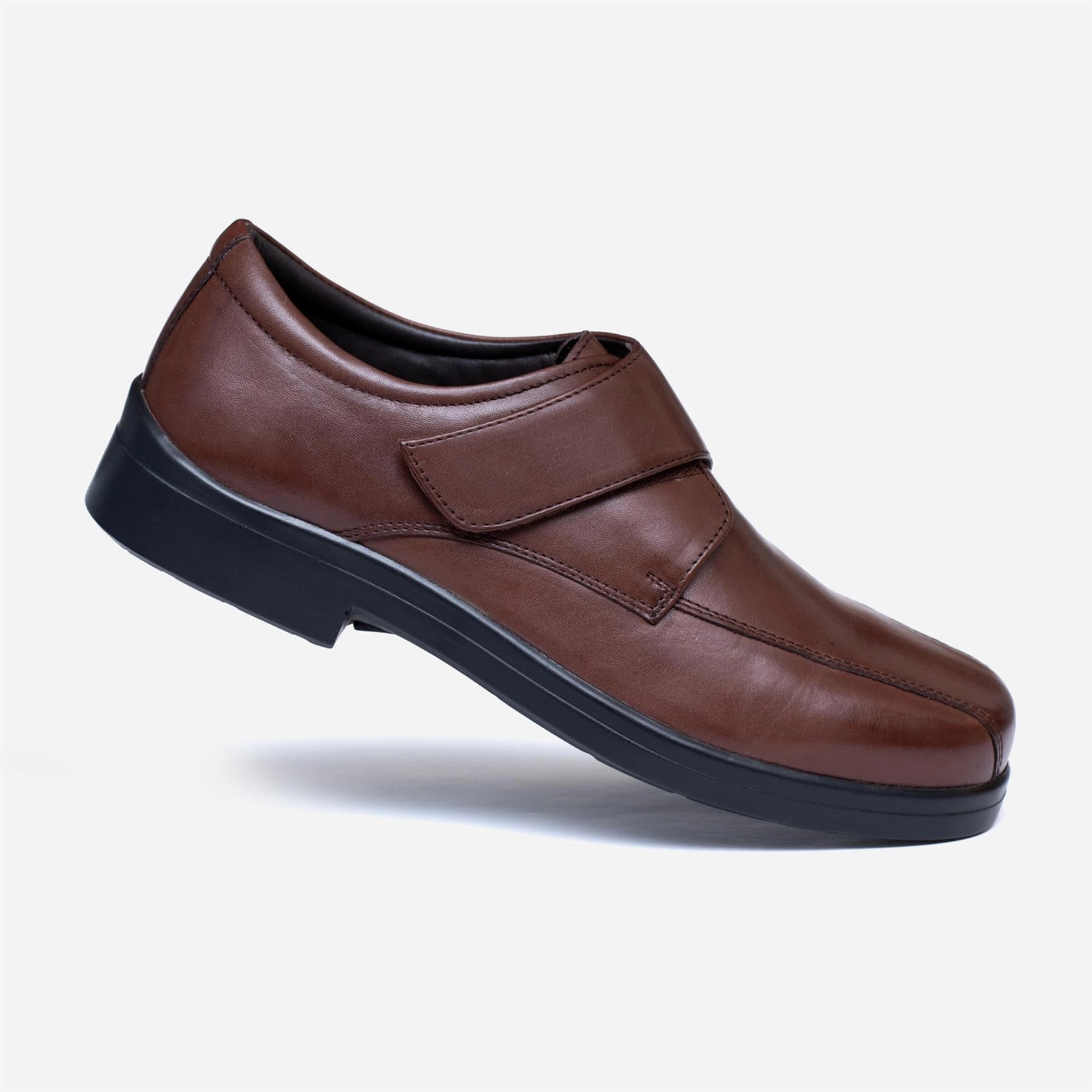 Mens Wide Fit Tredd Well Peter Velcro Shoes - Dark Brown Water Walking