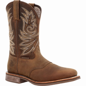 Georgia Mens Carbo-Tec Elite WP Brown Leather Cowboy Boots Best Turkey Hunting Boots