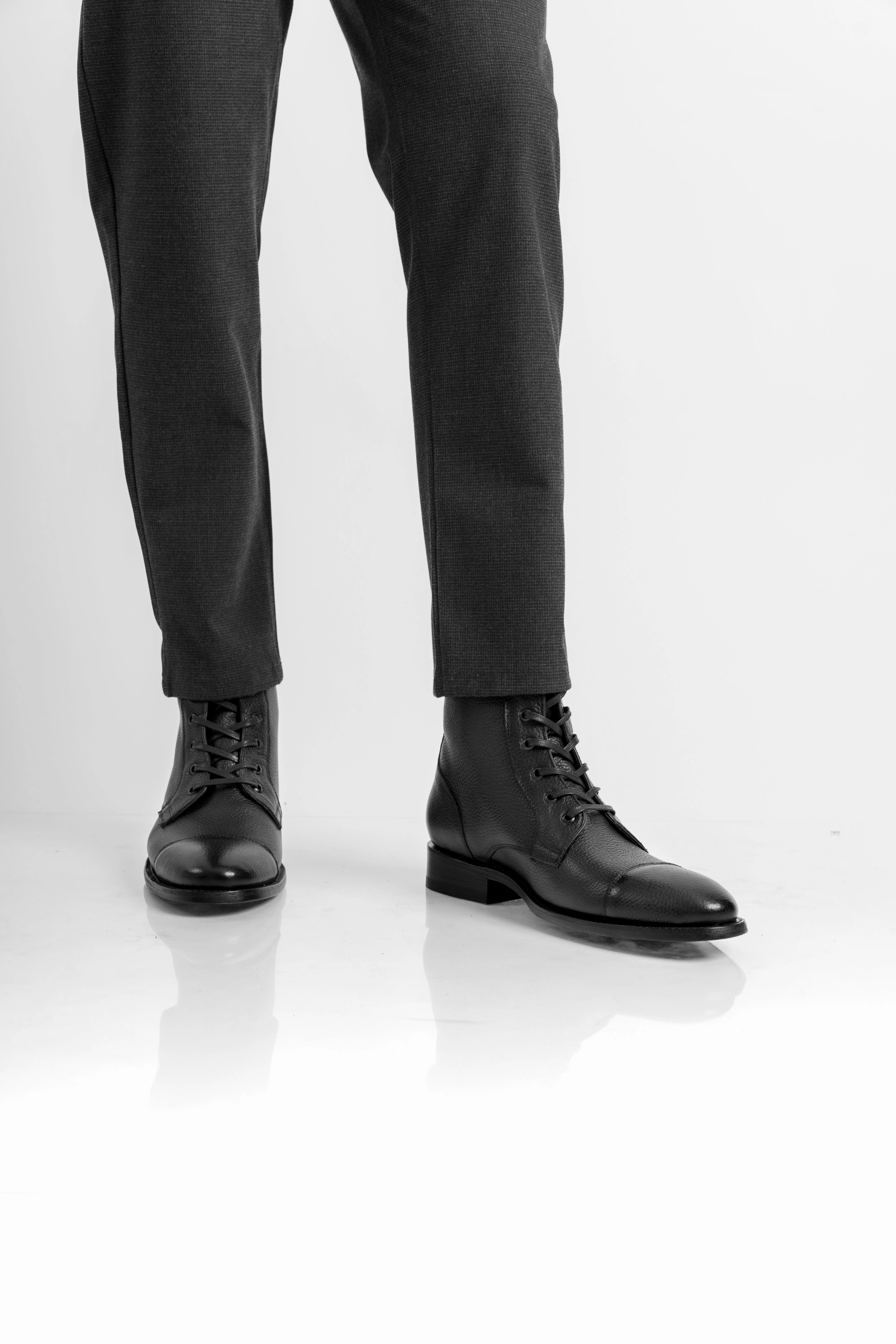 BLACK COMBAT FLOATER Combat Boots With Wide Toe Box