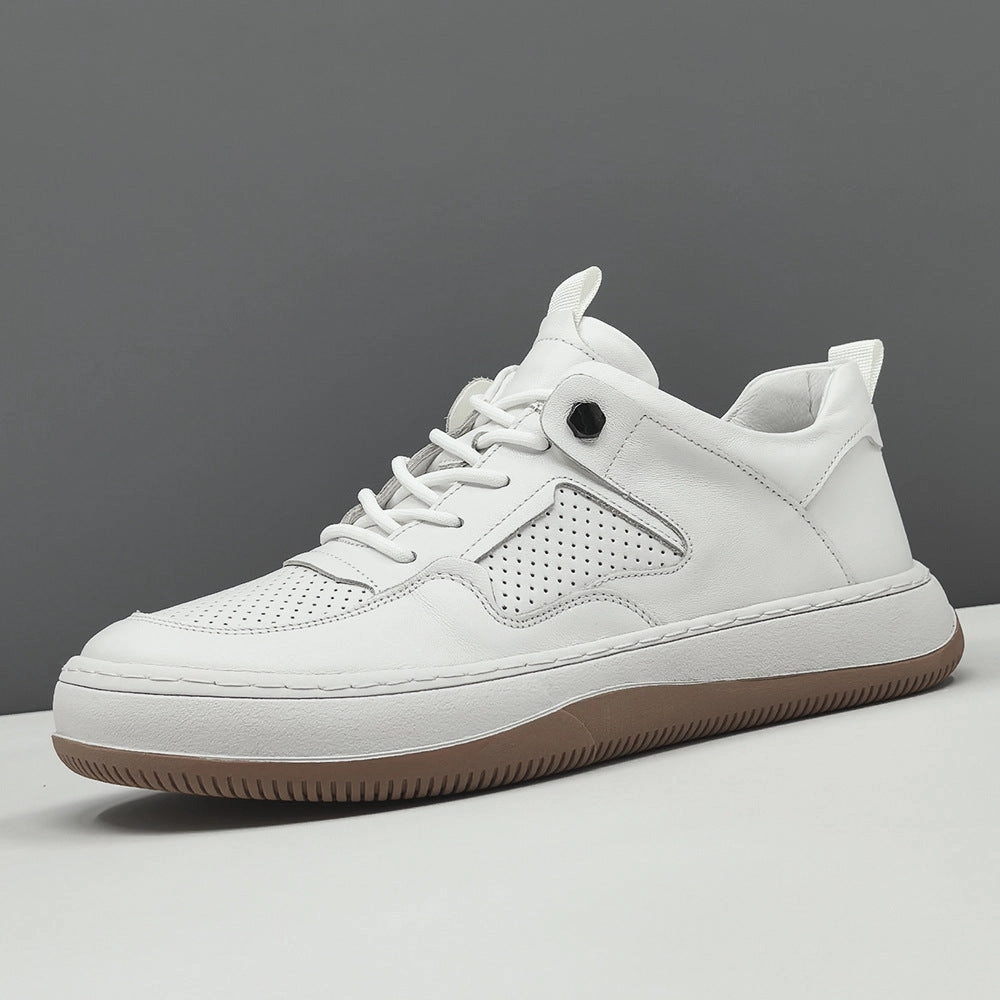 Men's Fashion Hollow Leather Flat Casual Shoes Flat Stiletto Shoes