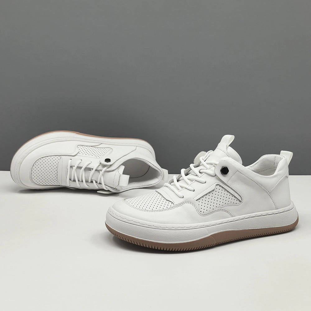 Men's Fashion Hollow Leather Flat Casual Shoes Tie Flat Shoes