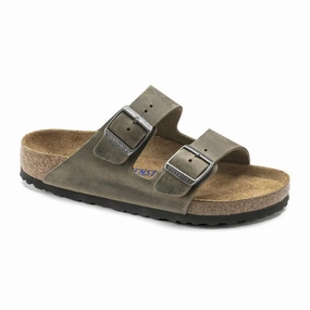 Wool Clogs Birkenstock Men's Arizona Soft Footbed Oiled Leather Faded Khaki