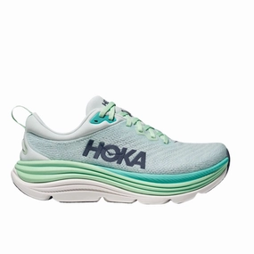 Women's - HOKA Gaviota 5 - Snow Melt/Cielo Blue Combat Boots With Flare Jeans