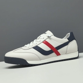 Men's Fashion Color Matching Leather Flat Casual Shoes Cushion Flat Shoes