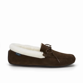 Casual Toe Shoes Slippers, sheepskin, brown suede