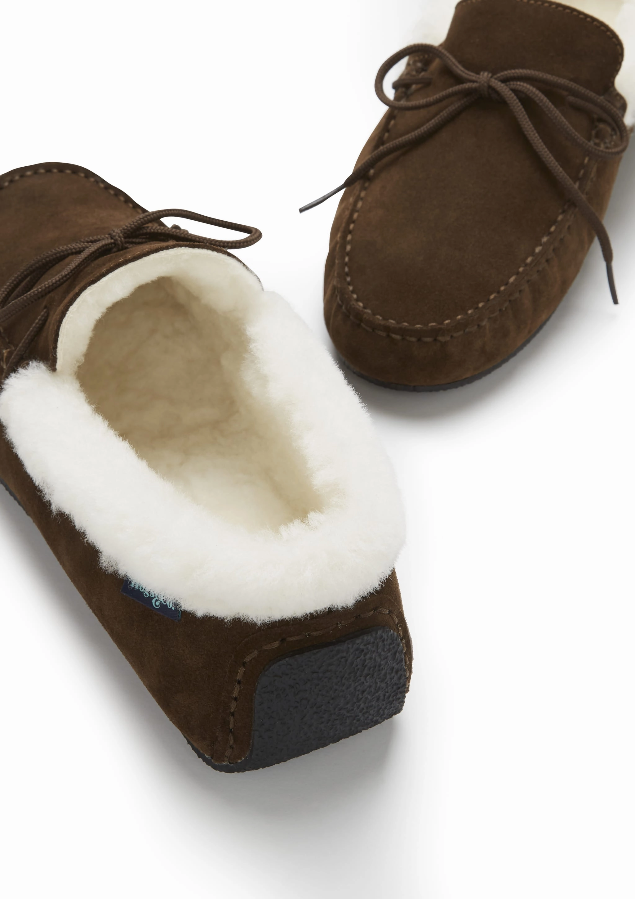 Wally Patriotic Casual Shoes Slippers, sheepskin, brown suede