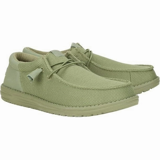 Casual Ultras Shoes Hey Dude Wally Funk Mono Men's Olive Green Slip-On Casual Shoes