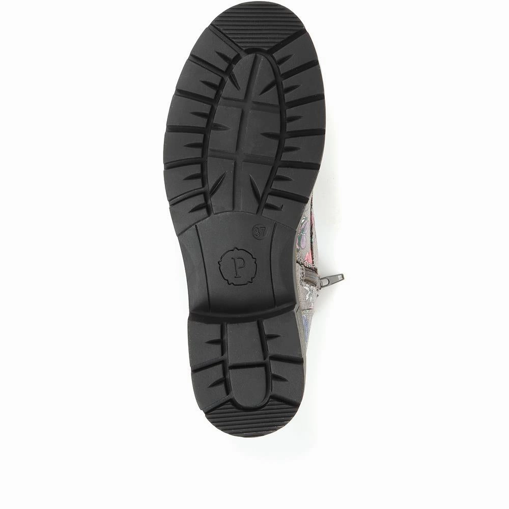 Combat Boots Dressy Chunky Lace-Up Ankle Boots - WBINS32015 / 318 884 - Grey Multi