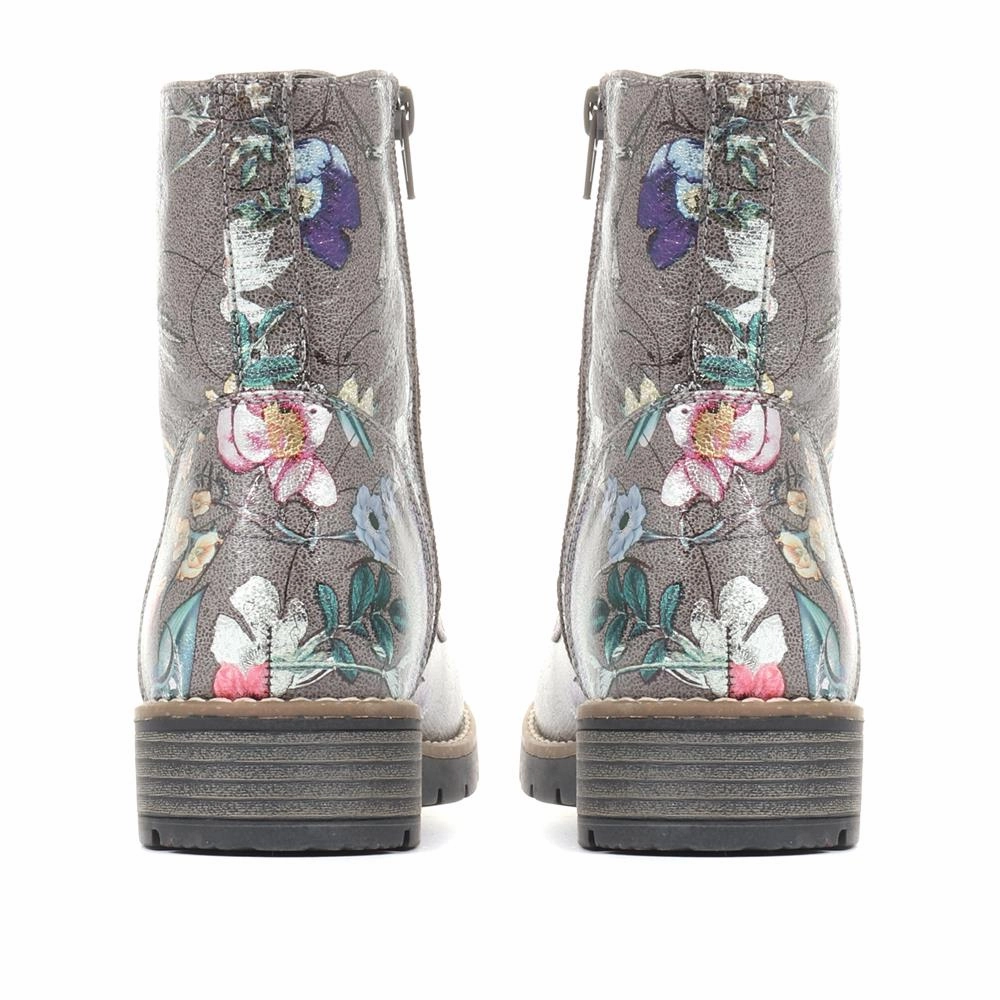 Justice Combat Boots Chunky Lace-Up Ankle Boots - WBINS32015 / 318 884 - Grey Multi