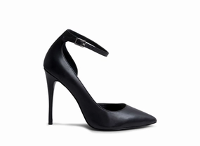 TAFFIE BLACK LEATHER Most Comfortable High Heels For Walking