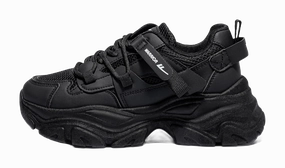 Warrior Cushioning Abrasion Resistant Breathable Low top Chunky Sneakers Women's Black Semi Casual Shoes