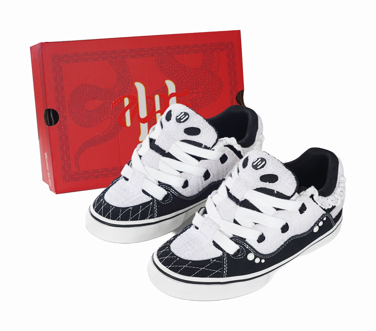 Ollieskate Cushioning Abrasion Resistant Lightweight Low top Skateboard Shoes Unisex Black White North Star Casual Shoes