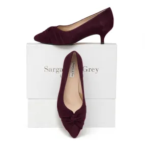 Tandi Extra-Wide Fit Kitten Heels - Burgundy Suede Alternative Heels