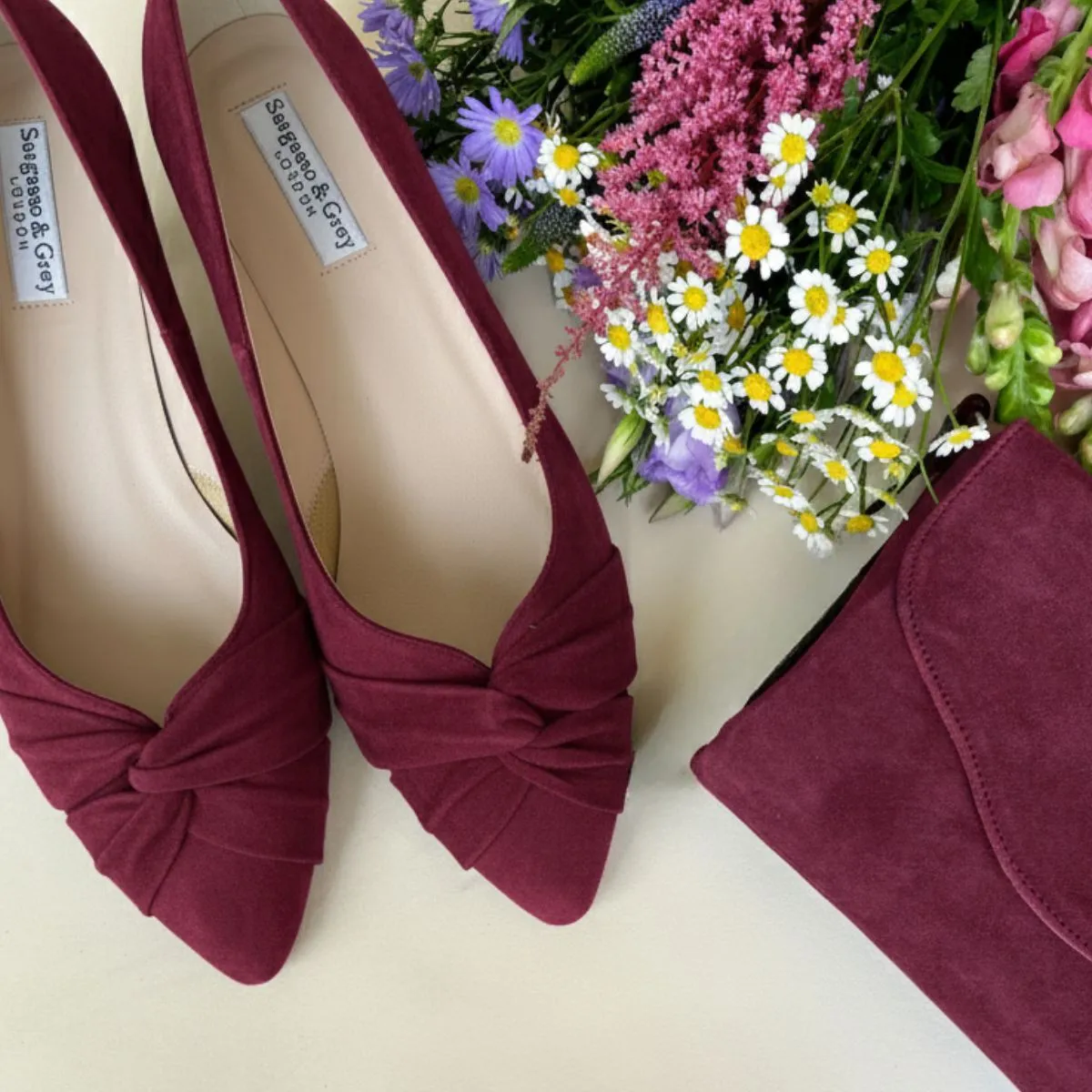 Tandi Extra-Wide Fit Kitten Heels - Burgundy Suede Devious High Heels