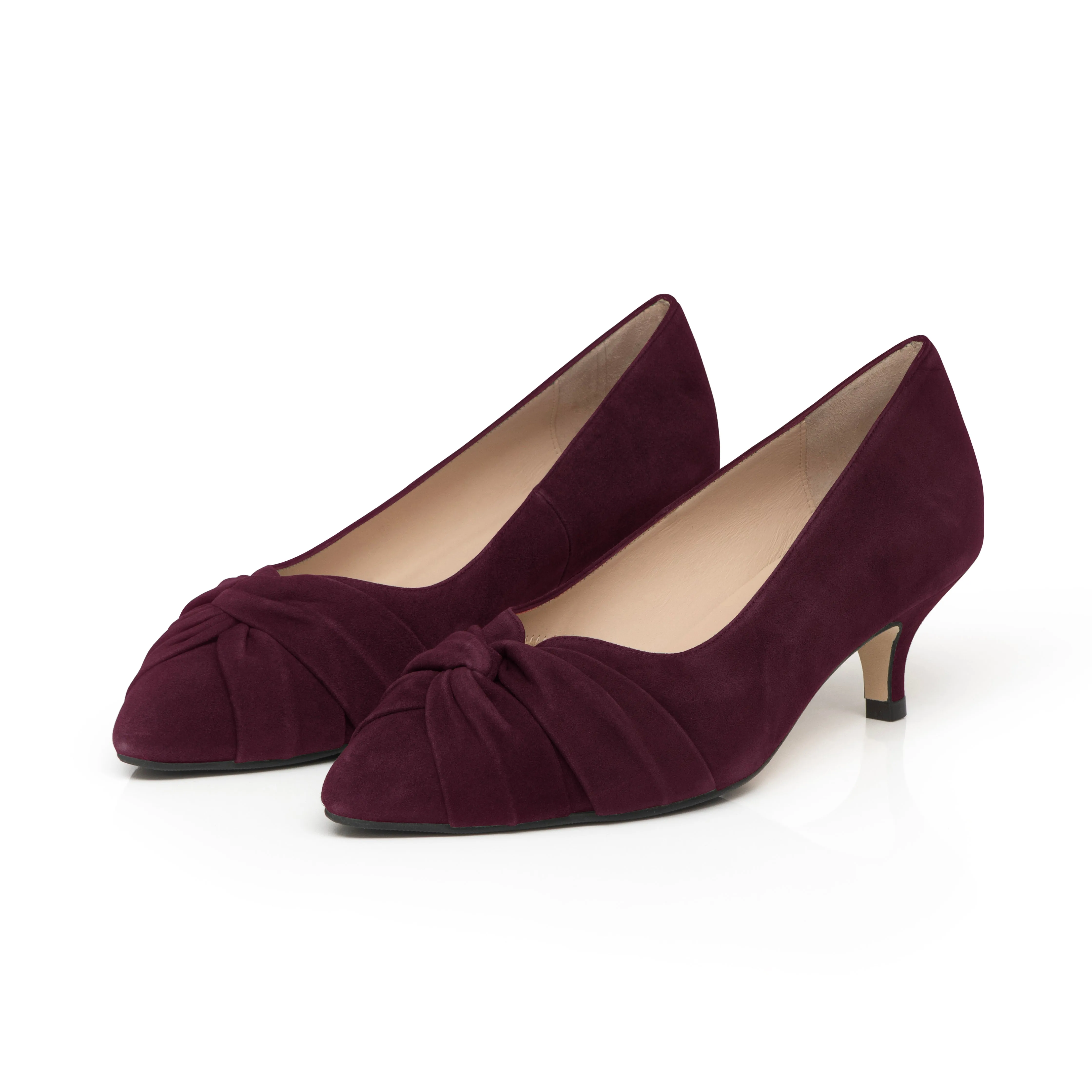 High Heels In Store Tandi Extra-Wide Fit Kitten Heels - Burgundy Suede