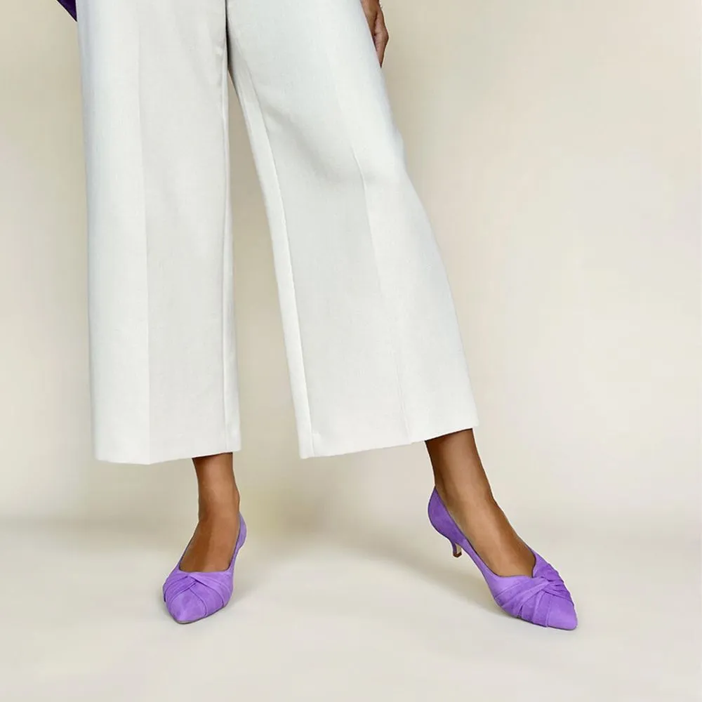 Rubber High Heel Rain Boots Tandi Extra-Wide Fit Kitten Heels - Lavender Suede