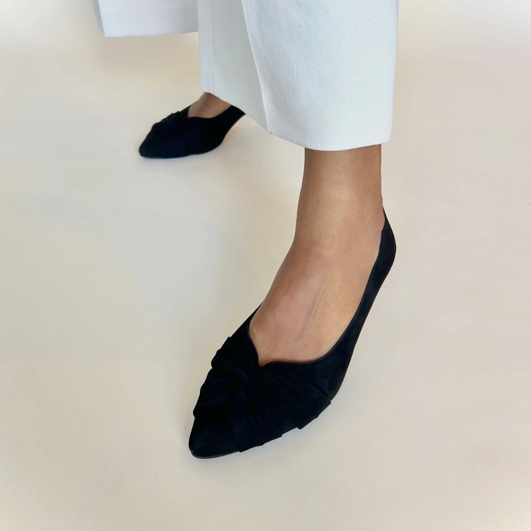 Size 14 Heel Shoes Tandi Extra-Wide Fit Kitten Heels - Black Suede