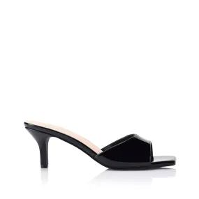 Taylor Kitten Heel Mules - Black Patent High Heel Guards
