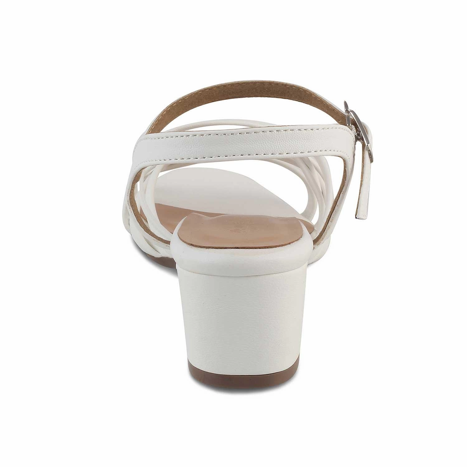 The Crossem White Women's Dress Block Heel Sandals Tresmode Sandals For Wedding