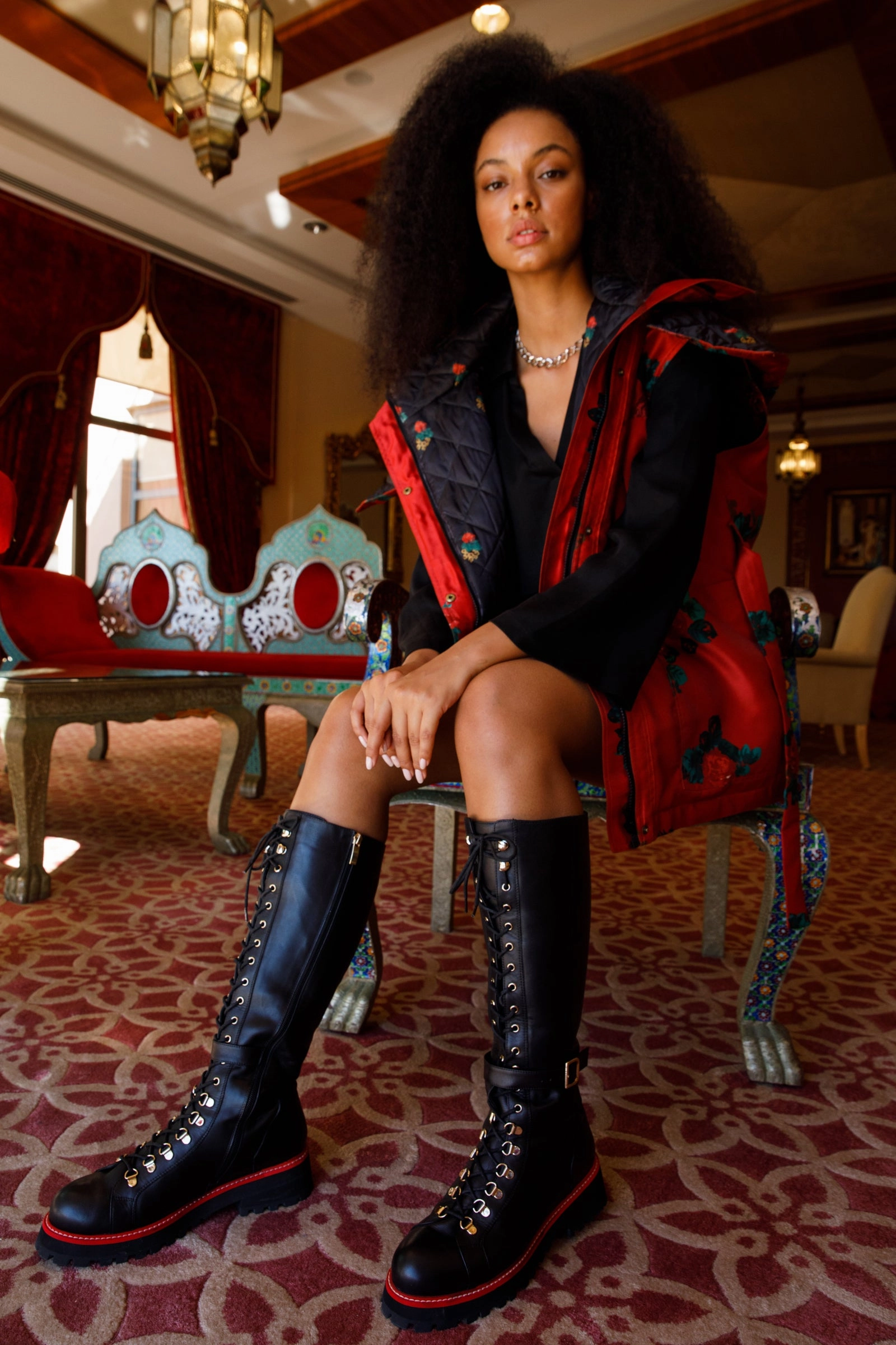 Leather Knee High Platform Boots The Istinye Black Leather Knee High Lace-Up Women Boot Limited Edition