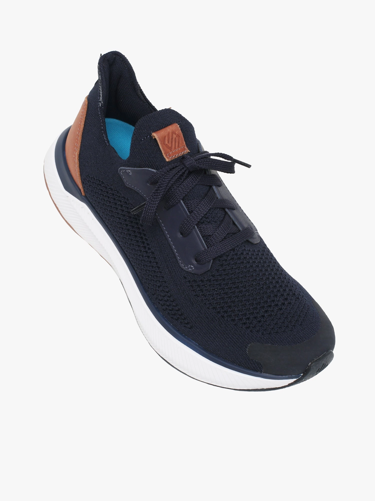 Miles Knit Laceup Navy Knit Flat Shoes Com