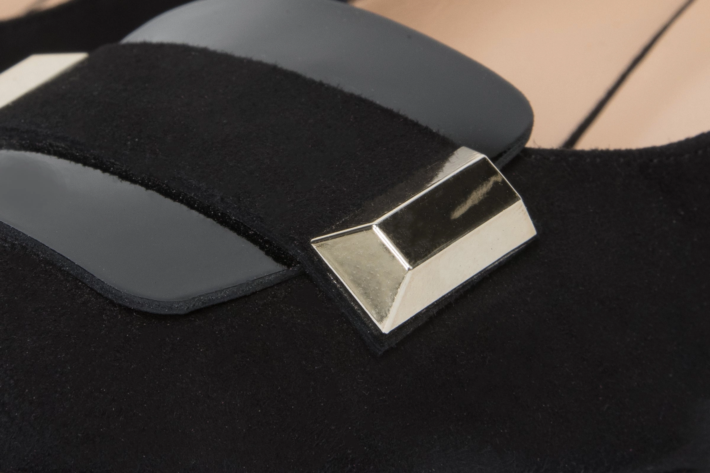 The Olney Black Suede Leather Block Heel Pump Women Shoe High Heel Shoe Wine Holder