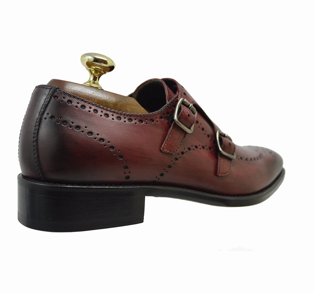 Casual Hand Stitching Leather Arch Support Shoes Toscana 8863 Double Monk Strap Dress Shoes