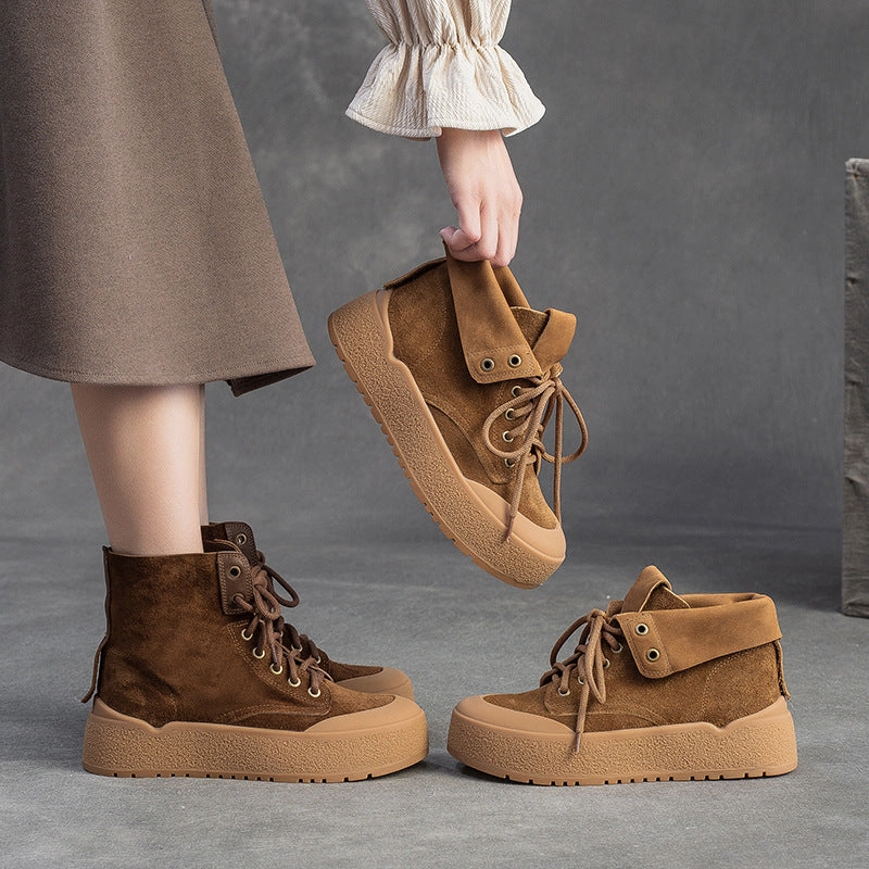 Tyra Combat Boot Women's Plain Soft Leather Flat Casual Ankle Boots