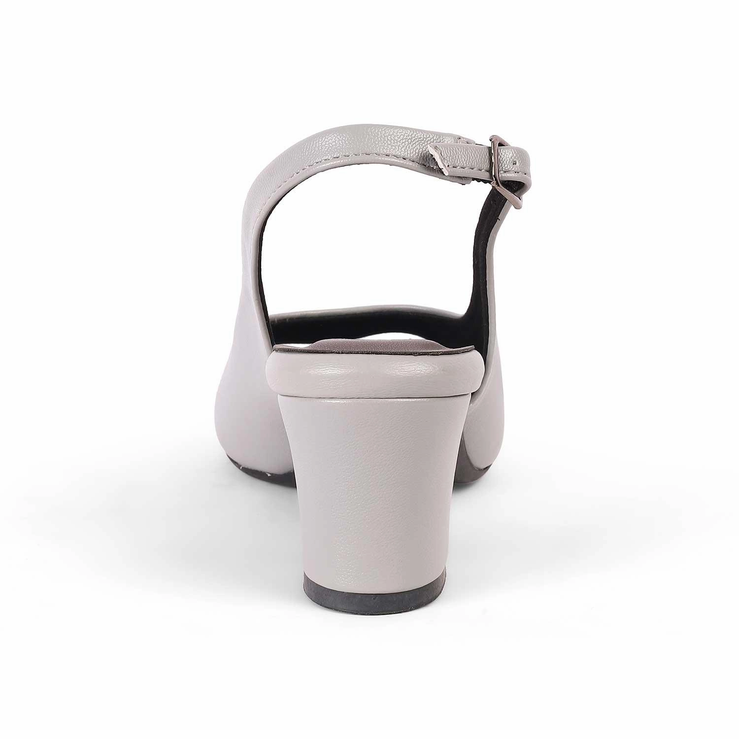 Tresmode Edee Grey Women's Dress Block Heel Slingback Pumps High Heels Almodovar