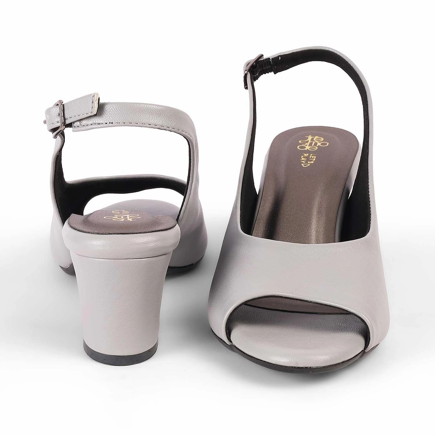 High Heel Heights Tresmode Edee Grey Women's Dress Block Heel Slingback Pumps