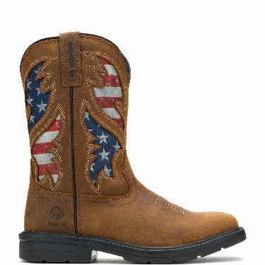 Men's Rancher Flag Steel-Toe Wellington Work Boot Comfortable Work Boot