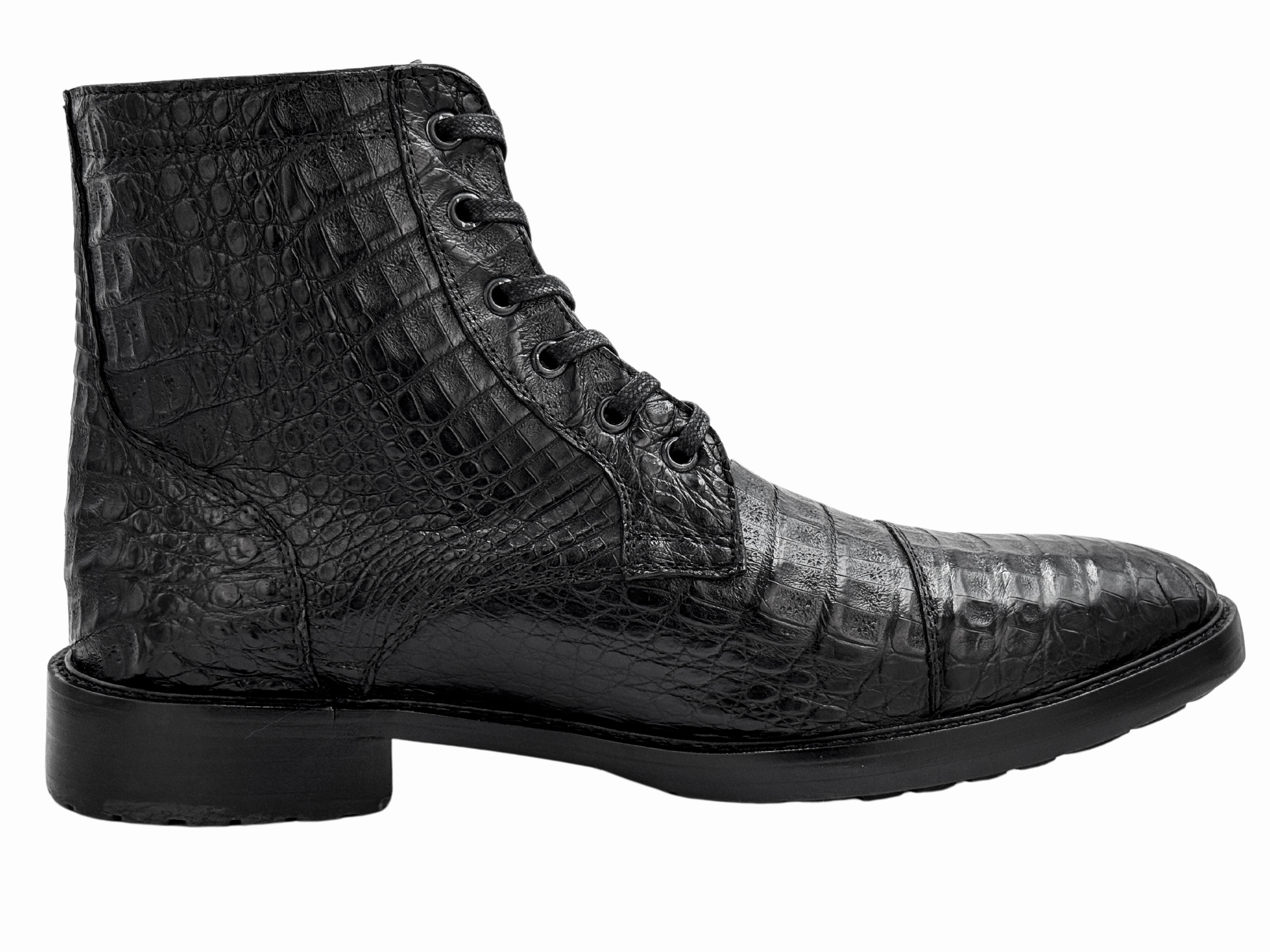 BLACK CROCODILE COMBAT Split Sole Combat Boots