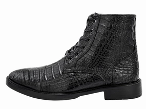 Riding Combat Boots BLACK CROCODILE COMBAT