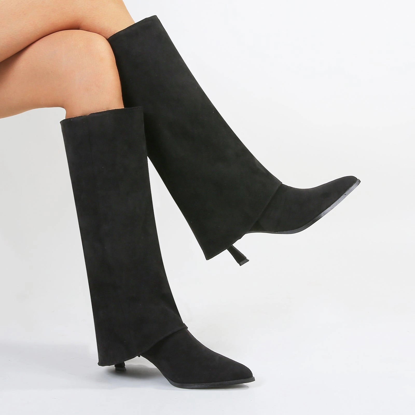 Clarks Knee High Boots Treasure Fold-Over Suede Knee High Boots